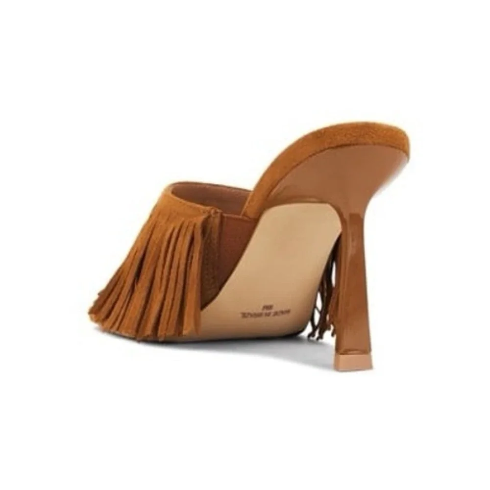 Steve Madden Morina Tassel Cognac Suede Stiletto Heels Cowgirl Cowboy Carter